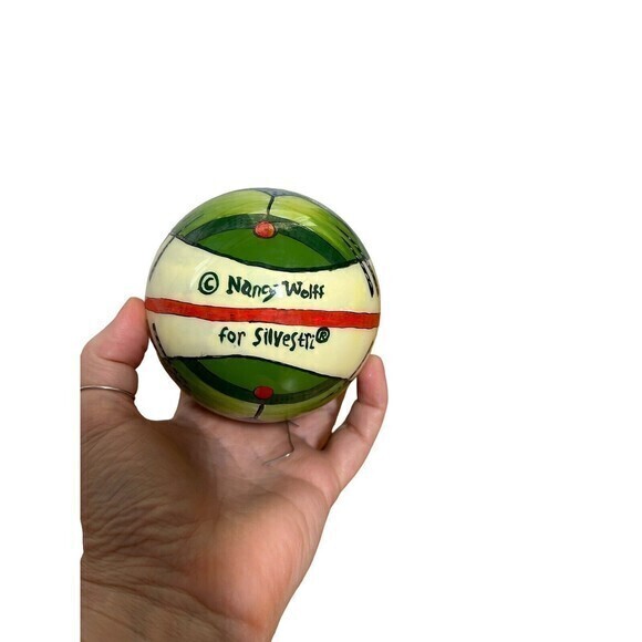 Nancy Wolf Christmas Santa in green convertible ornament Silvestri made in China - Picture 4 of 4